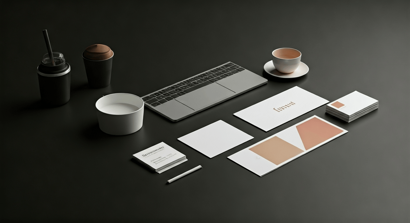 brand identity items on desk