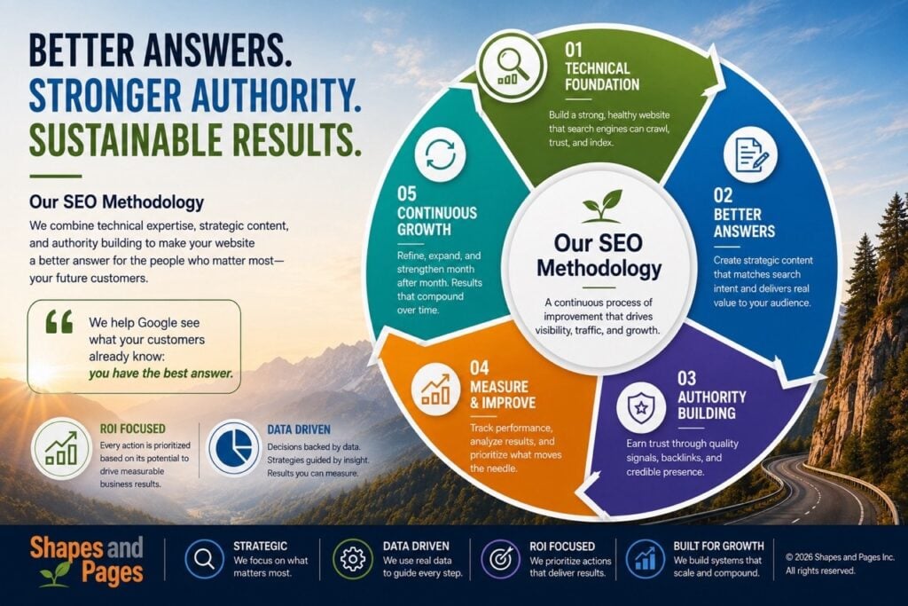 The Shapes and Pages SEO Methodology explained in a simple graphic